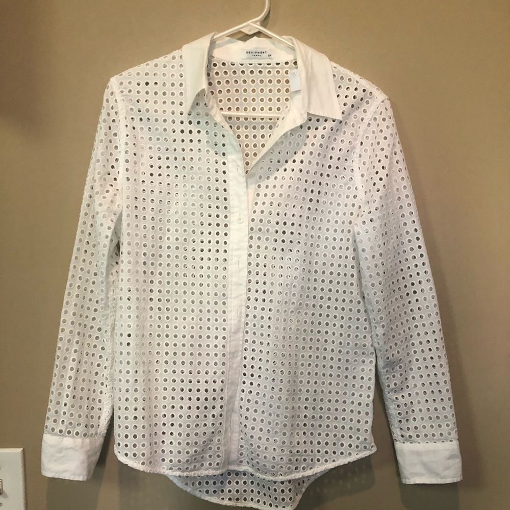 Equipment femme white, hole detailed blouse S